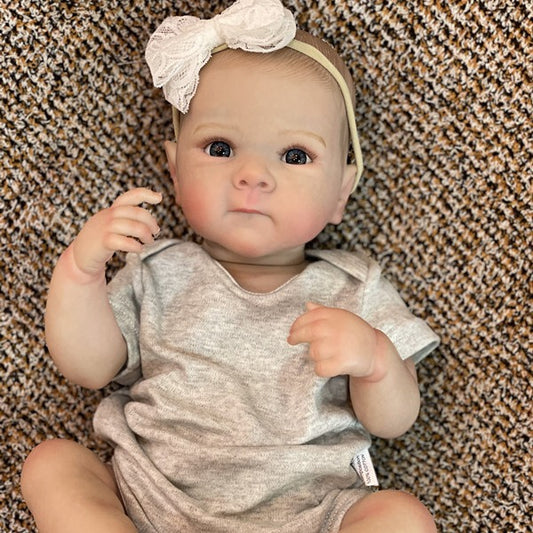 18 Inches Yvette Open Eyes Reborn Baby Girls In Gray Clothes-Bettie
