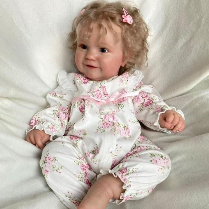 60cm Open Eyes Blonde Hair Maggie Reborn Doll In Floral Clothes main image 1