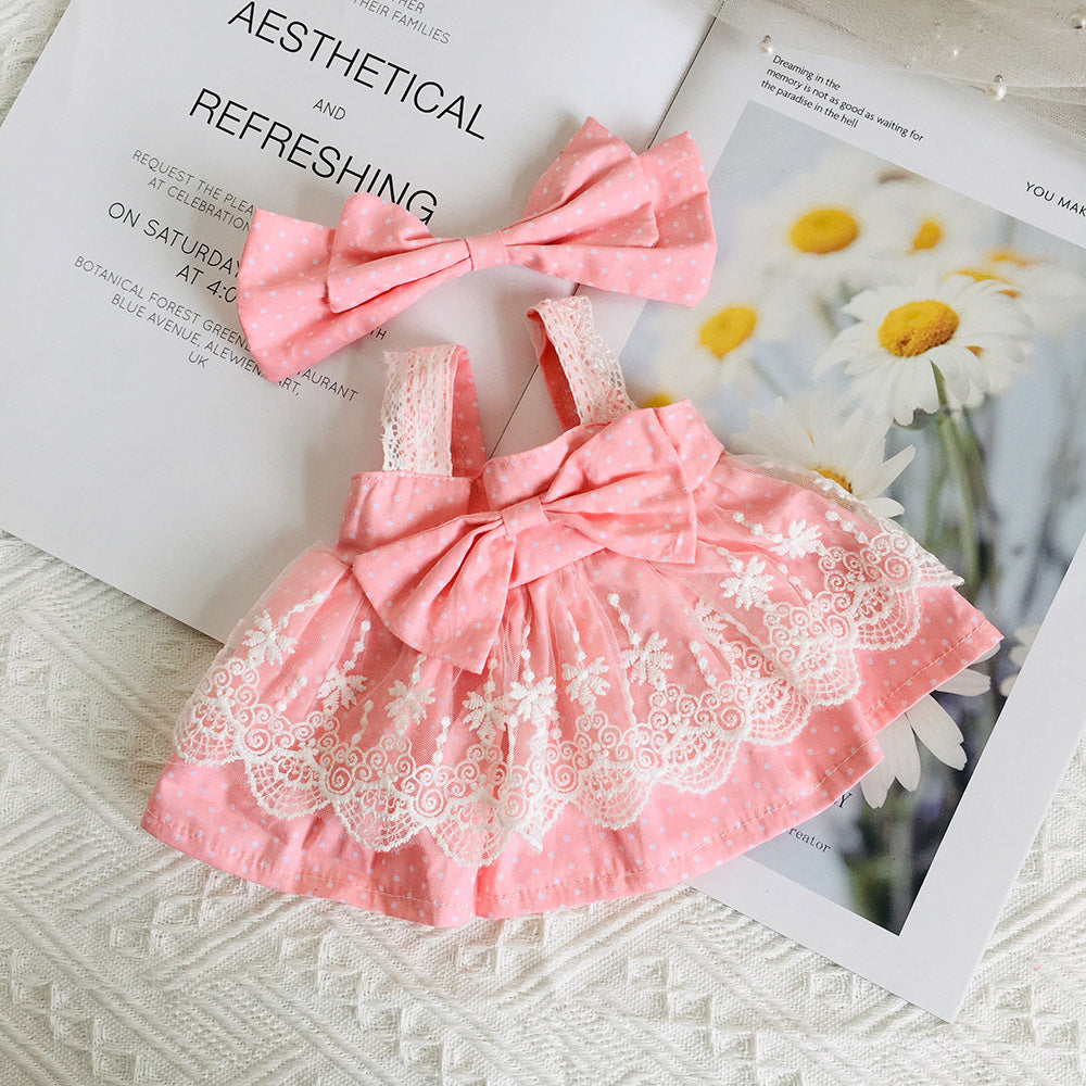 Cute Lace Floral Dress and Hair Clip 2-Piece Set for 30cm Dolls