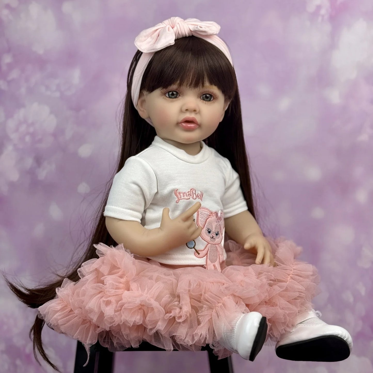 55cm Long Hair Reborn Baby Girl In Pink Dress-Betty