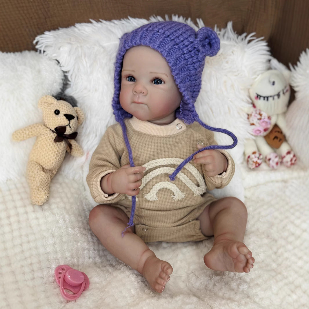 50cm Kelly Blue Eyes Reborn Baby Girl in Purple Hat-Bettie