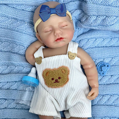 30cm Lifelike Closed Eyes Silicone Reborn Doll Girl-Loulou