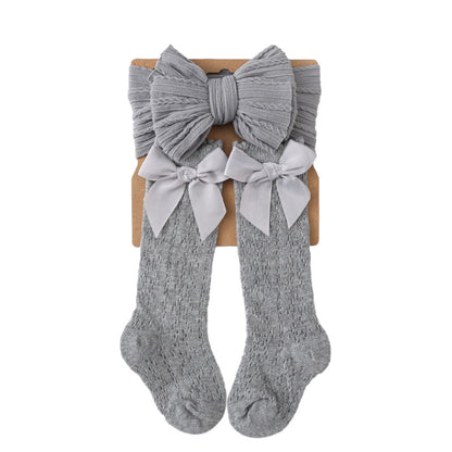Bow Headband and Socks 2-piece Set for 17-24 Inches Dolls