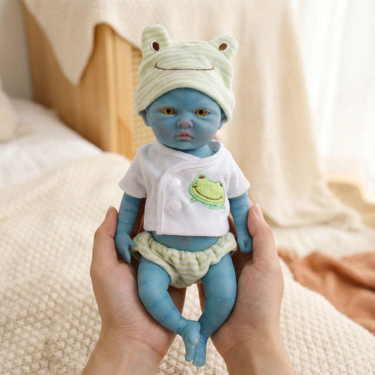 30cm Full Silicone Avatar Baby Girl in Green Frog Outfits