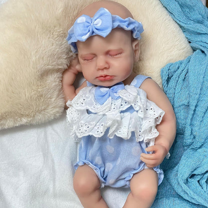 30cm Lifelike Full Silicone Asleep Reborn Doll Girl-Loulou