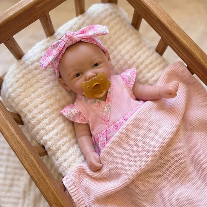 20cm Full Silicone Vivienne Reborn Doll Girl in Pink Floral Dress