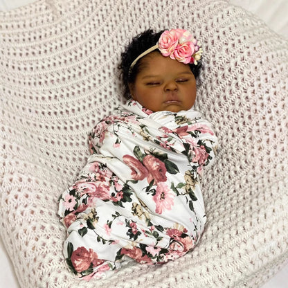 Beryl 19 Inches Realistic Closed Eyes Dark Skin Reborn Doll-Peaches