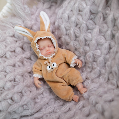 6 Inch Closed Eyes Mini Silicone Reborn Doll Girl-Loulou