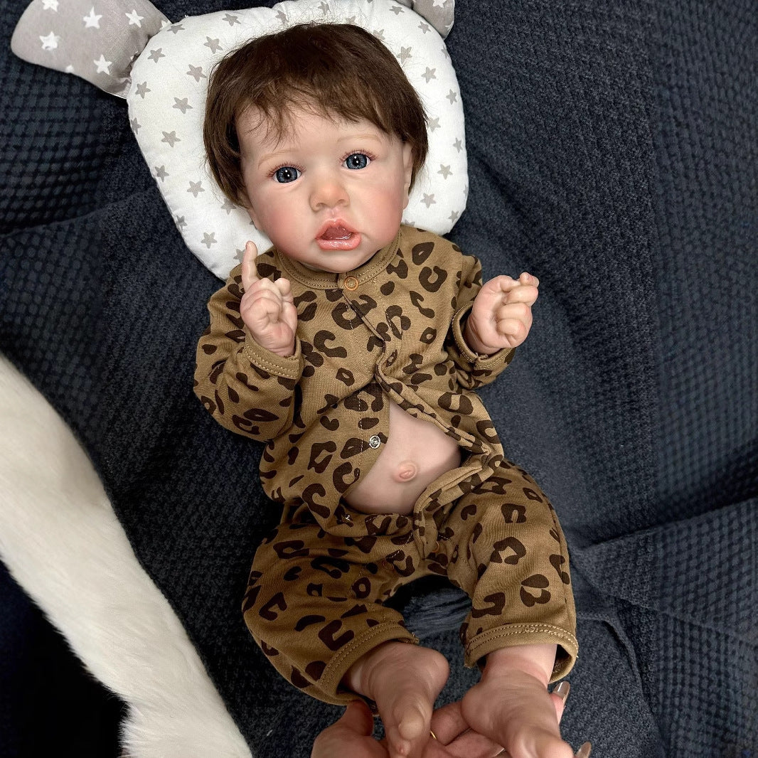 22" Open Eyes Reborn Saskia Boy in Leopard Print clothes