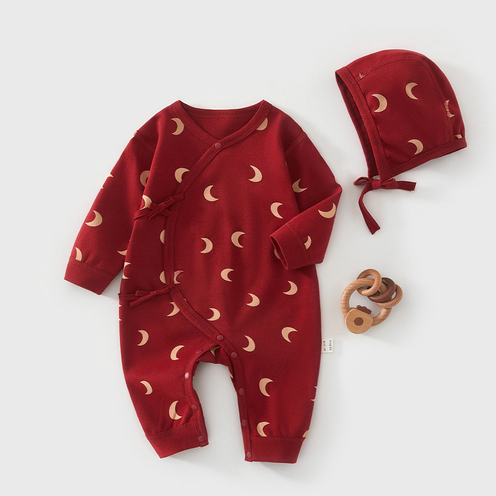 Moon Printed Bodysuit and Hat 2-Piece Set for 18-22 Inches Reborn Dolls