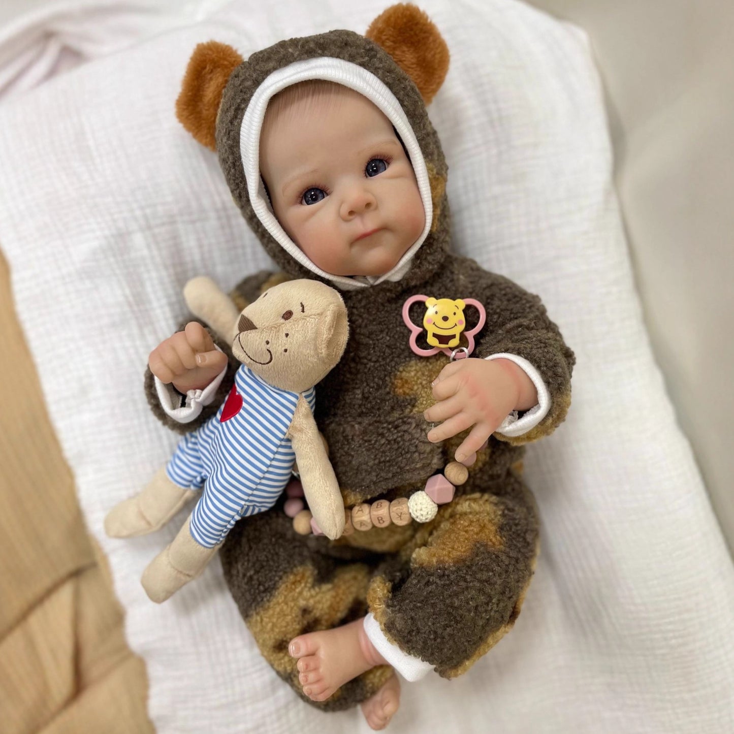 50cm Open Eyes Soft Body Cuddly Reborn Baby In Plush bodysuit-Bettie