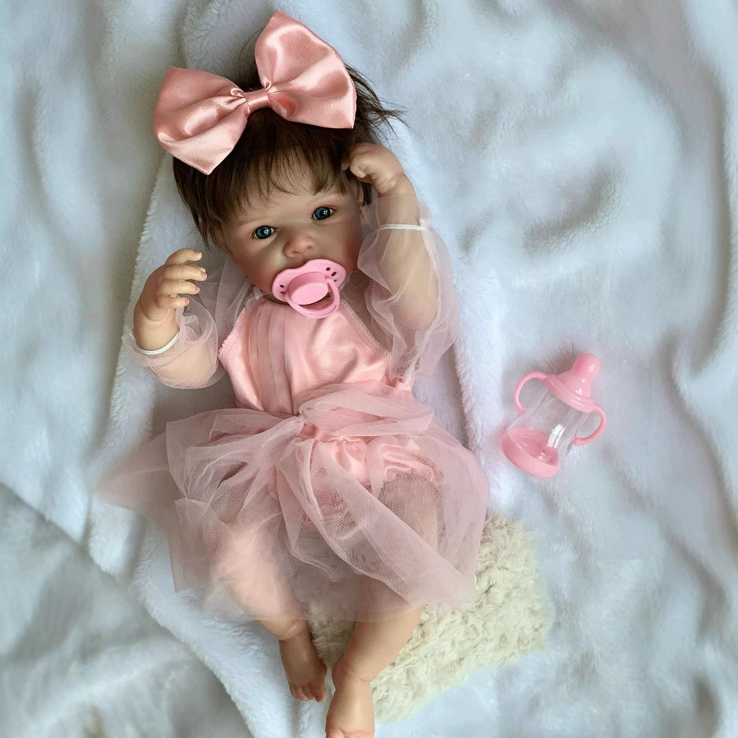 Quinn 18 Inches Open Eyes Short Hair Bettie Reborn Baby Girl in Pink Dress