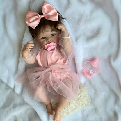 Quinn 18 Inches Open Eyes Short Hair Bettie Reborn Baby Girl in Pink Dress