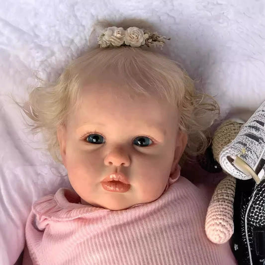 60cm Queena Realistic Open Eyes Blonde Hair Reborn Doll Lottie