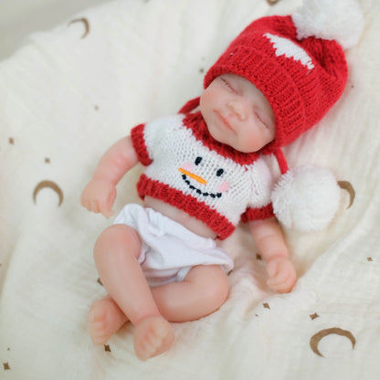 20cm Closed Eyes Mini Silicone Reborn Doll Girl-Pascale