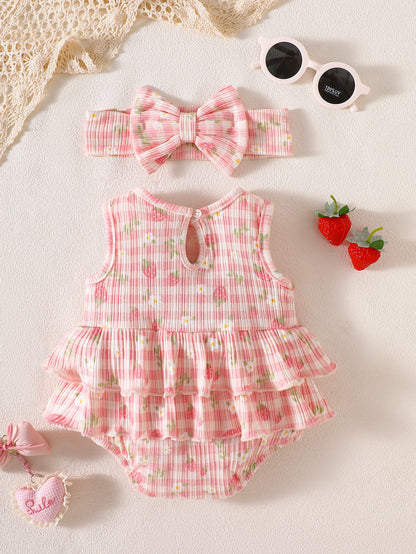 Printed cotton striped Rompers 2-Piece Set for 18-21 Inches Reborn Dolls