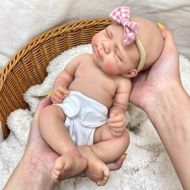 30cm Lifelike Full Silicone Closed Eyes Reborn Doll Girl Pascale