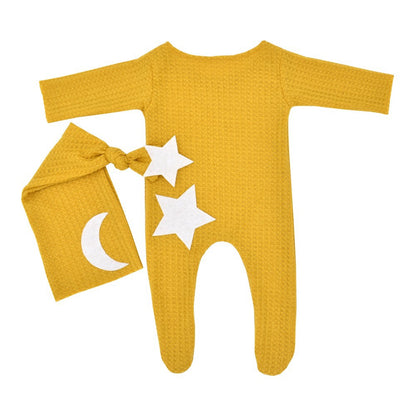 Star and Moon Knitted Bodysuit and Hat Two-Piece Set for 18-20 Inches Dolls