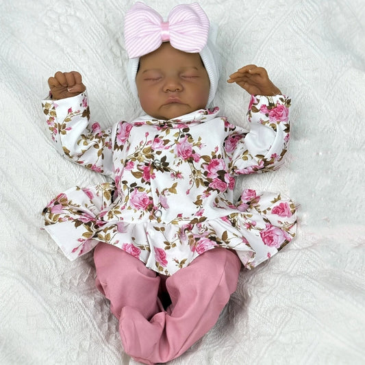 45cm Elsie Closed Eyes Dark Skin Soft Body Reborn Baby Levi