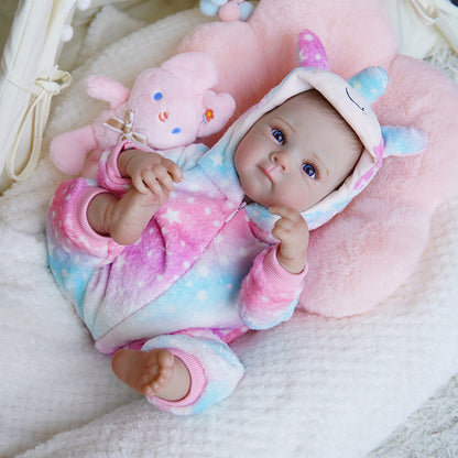 18 Inches Blue Eyes Bettie Reborn Baby Girl In Unicorn jumpsuit
