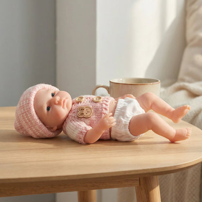 20cm Full Silicone Open Eyes Loulou Reborn Baby Girl In Pink Sweater