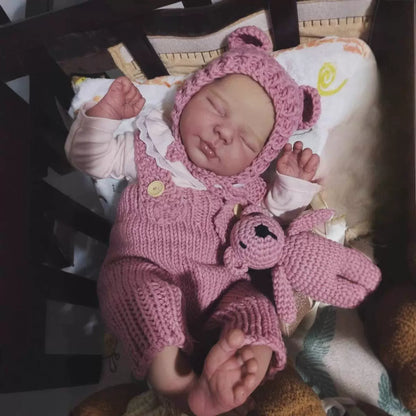50cm Lifelike Closed Eyes Reborn Doll Valentina In Pink Bodysuit