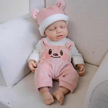 30cm Lifelike Closed Eyes Openable Mouth Silicone Reborn Doll Girl-Loulou