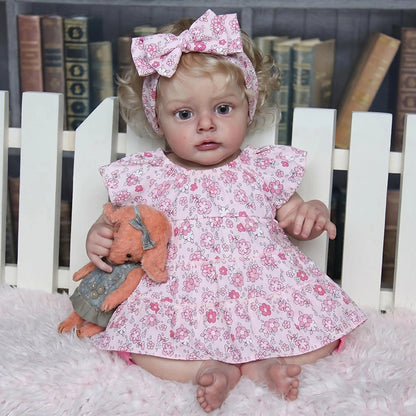 19 Inches Blonde Hair Chloe Reborn Doll In Floral Dress
