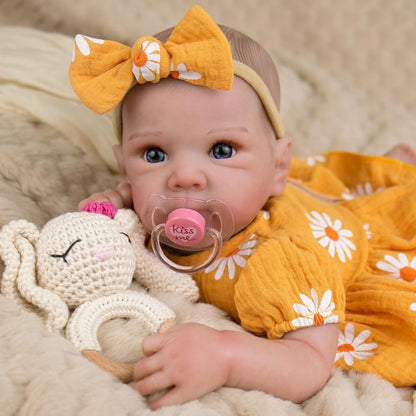 48cm Open Eyes Soft Body Reborn Doll Twins In Daisy Bodysuit-Bettie