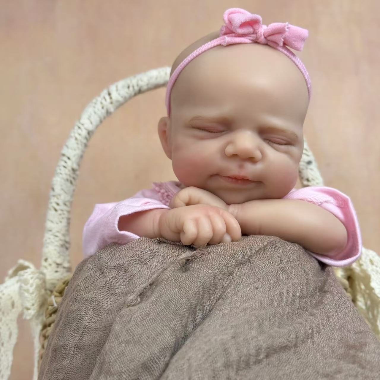 30cm Full Silicone Openable Mouth Pascale Reborn Doll Girl In Pink Clothes