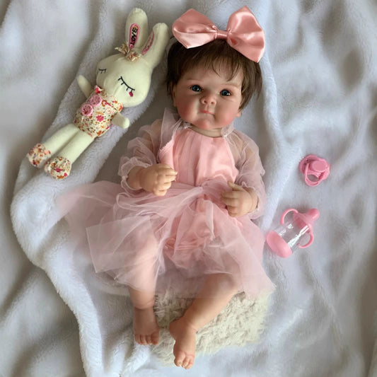 Quinn 18 Inches Open Eyes Short Hair Bettie Reborn Baby Girl in Pink Dress