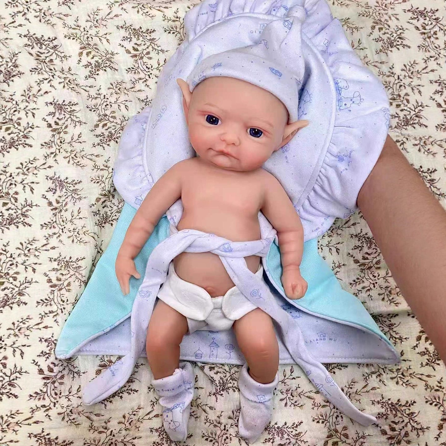 30cm Lifelike Full Silicone Closed Eyes Reborn Doll With Elf Ears