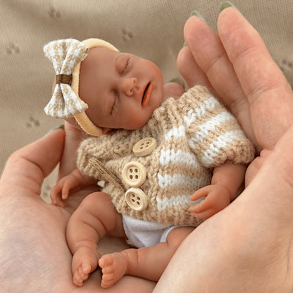 15cm Silicone Dark Skin Loulou Mini Reborn Doll in Sweater