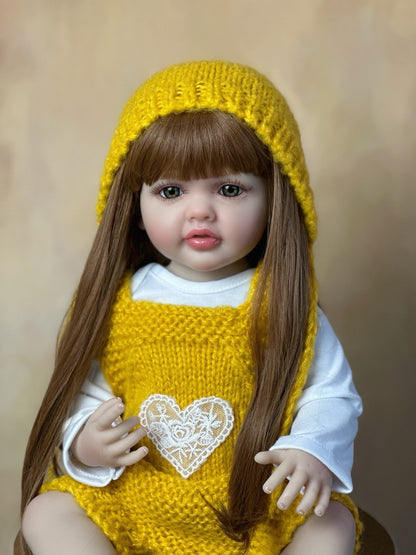 55cm Open Eyes Long Hair Reborn Doll Girl-Betty