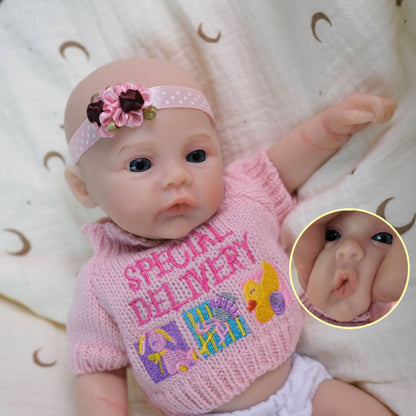 30cm Soft Full Silicone Meadow Reborn Baby Girl In Pink Sweater