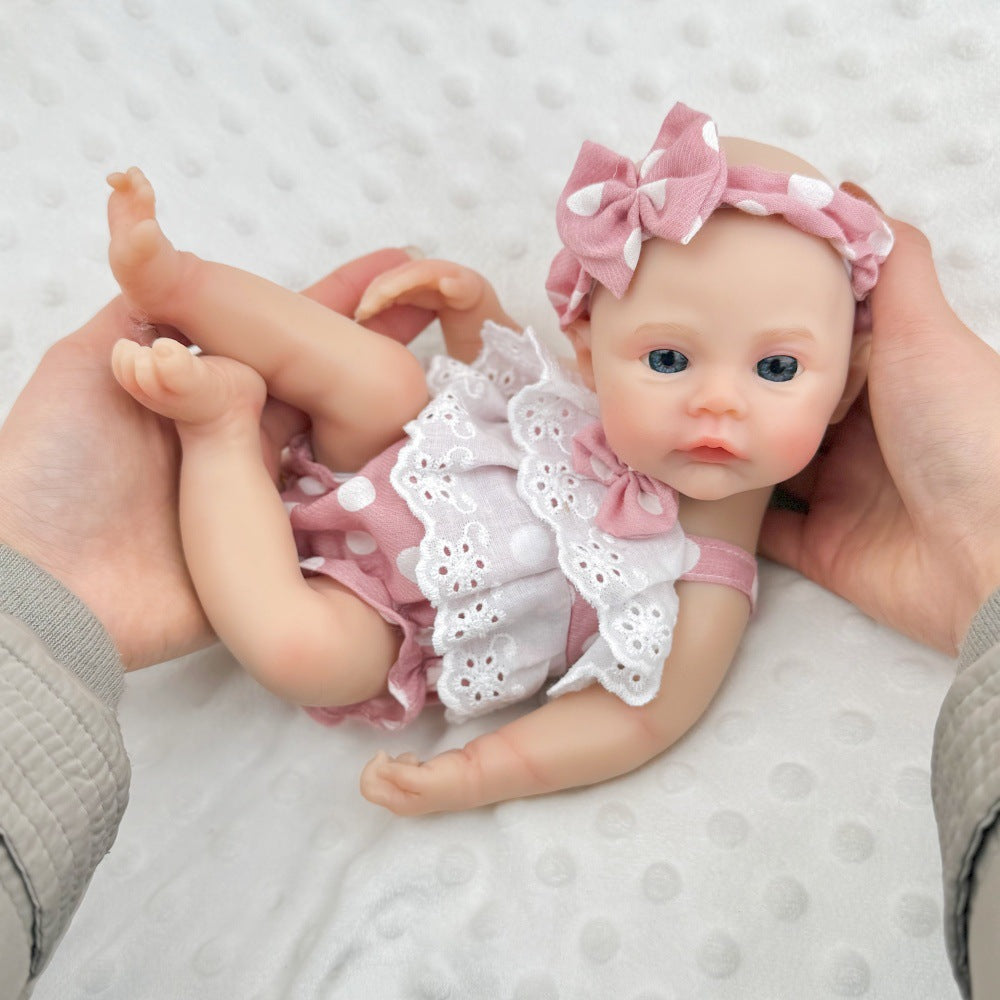 30cm Full Silicone Meadow Reborn Baby Girl in Pink Polka dots Clothes