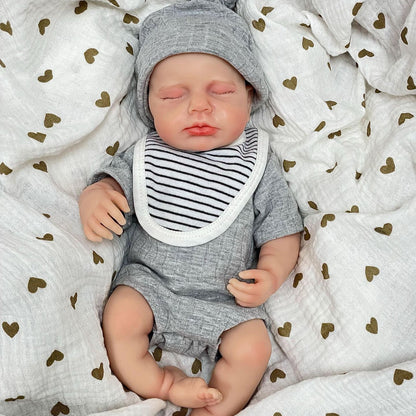 30cm Lifelike Full Silicone Closed Eyes Reborn Doll-Loulou