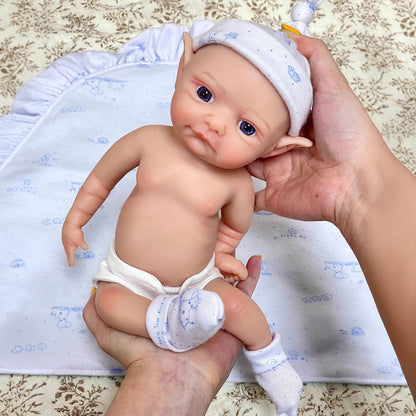 30cm Lifelike Full Silicone Closed Eyes Reborn Doll With Elf Ears