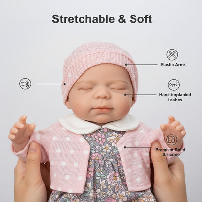 30cm Openable Mouth Full Silicone Pascale Reborn Doll Girl In Pink Clothes