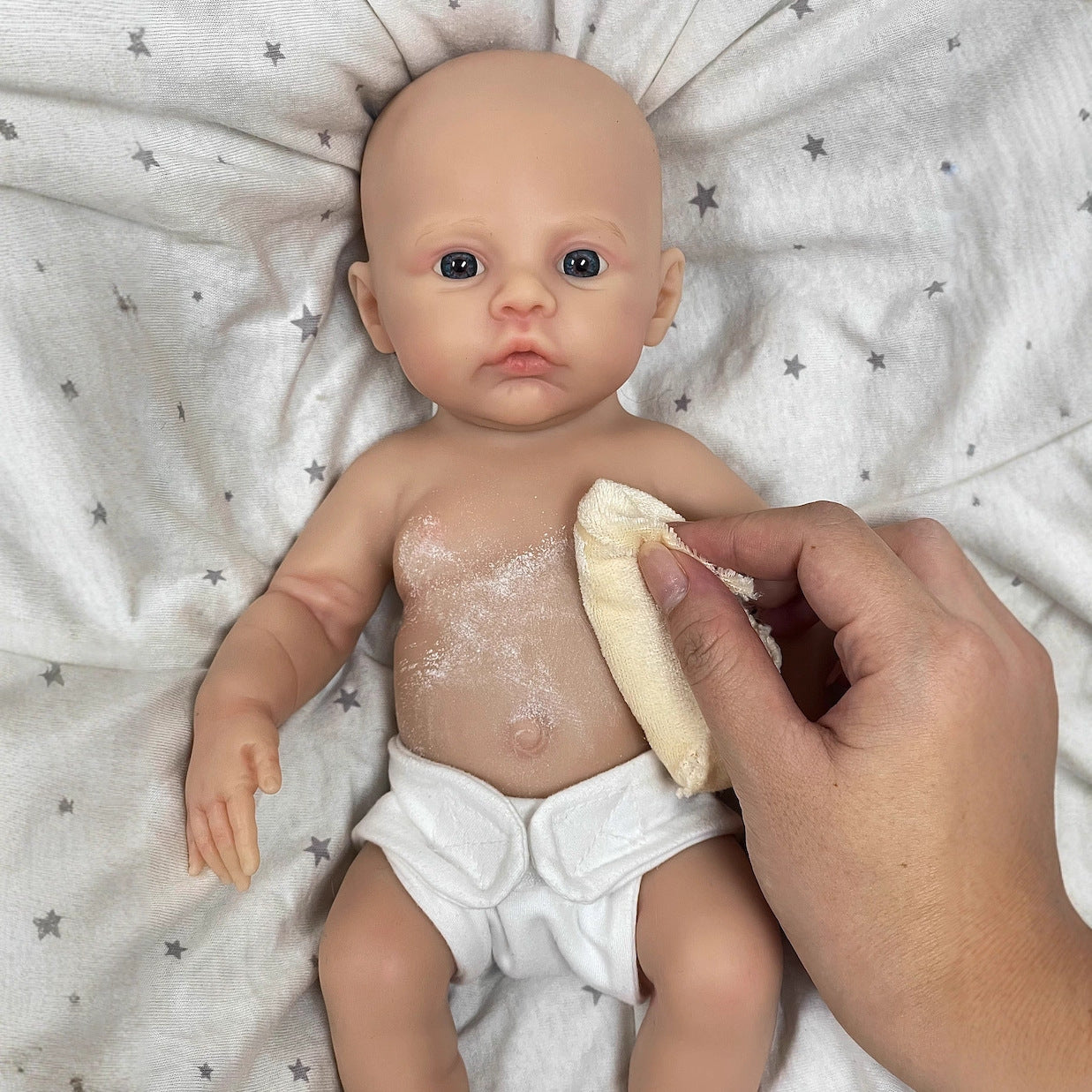 30cm Soft Full Silicone Blue Eyes Reborn Baby Girl In Purple Clothes- Meadow