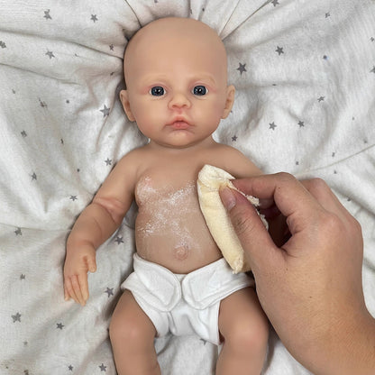 30cm Soft Full Silicone Blue Eyes Reborn Baby Girl In Purple Clothes- Meadow