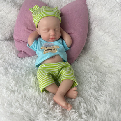 30cm Soft Full Silicone Closed Eyes Reborn Doll Boy-Loulou
