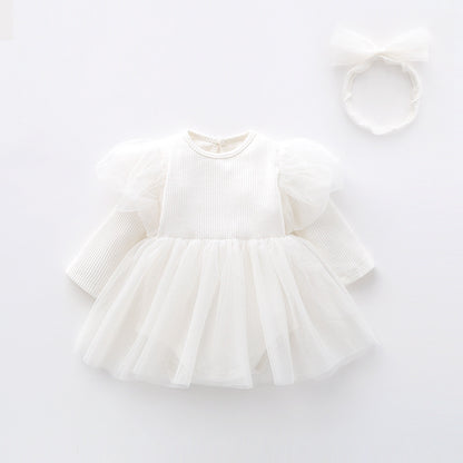 long sleeve suspender Dress and Headband 2-Piece set for 22 Inches Dolls