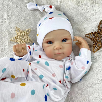18 Inches Cute Open Eyes Bettie Reborn Dolls Girl In Polk Dot Jumpsuit