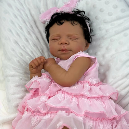 48cm Realistic Ma Closed Eyes Dark Skin Reborn Baby-Pascale