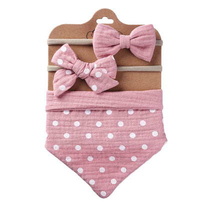 Printed Reversible Bandana Bib & Headband 3-Piece Set