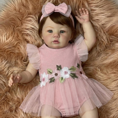 19 Inches Short Hair Abigail Reborn Baby Girl in Pink Dress