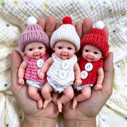 6 Inch Open Eyes Full Silicone Mini Vivienne Reborn Dolls Triplets