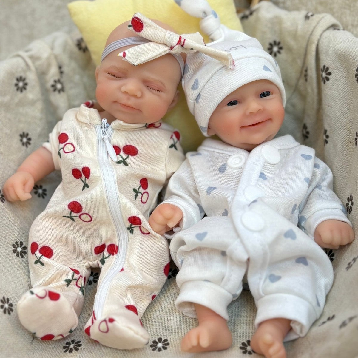 20cm Soft Silicone Mini Reborn Twin Girls-Pascale and Sebastian