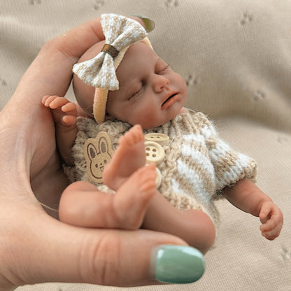 15cm Silicone Dark Skin Loulou Mini Reborn Doll in Sweater
